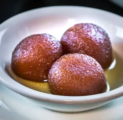 Gulab jamun dessert at Mehfeel Indian Kitchen, Edmonton